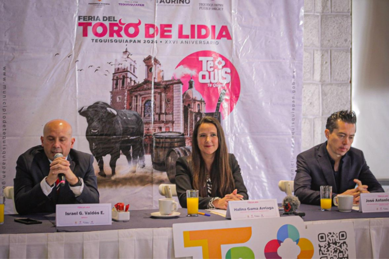 Autoridades del municipio de Tequisquiapan, que encabeza José Antonio Mejía, hicieron la presentación de los eventos de la Feria del Toro de Lidia.